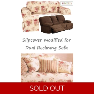 Dual Reclining SOFA Slipcover T Cushion Waverly Vintage Rose Floral